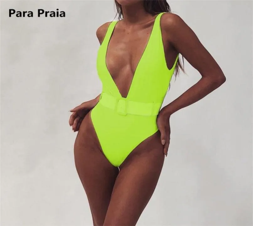 Para Praia Retro Swimsuit Monikini Belted Swimwear for Women Sexy Bathing Suit Deep V Swimwear Thong Bodysuit 22012053119637163973