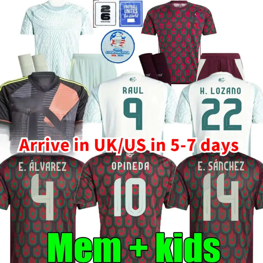 Mexique Copa America Raul Chicharito Soccer Jerseys 2024 LOZANO DOS SANTOS 24 25 H.LOZANO Men Kids Football Shirts Uniforms Fans Player Player Version