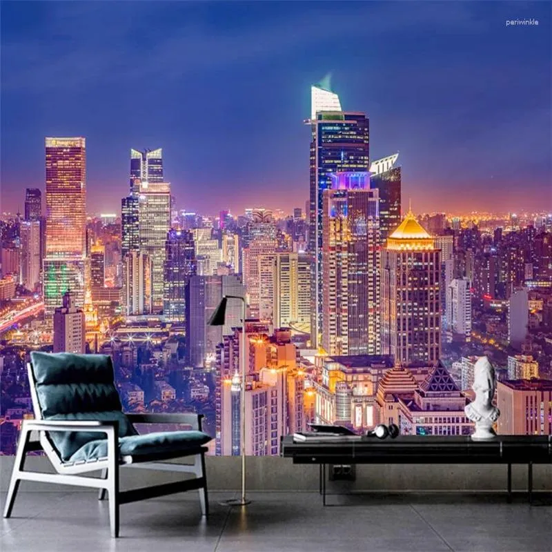 Wallpapers Wellyu Papier Peint Wallpaper For Walls 3 D Custom City Night View High Floor Living Room Backdrop Papel Tapiz