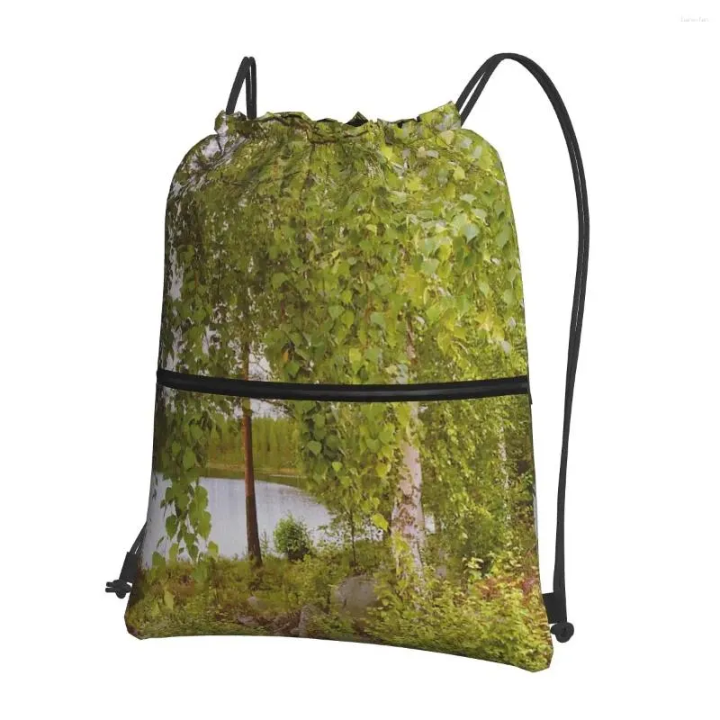 Rucksack Scandi Lake Tragbare Rucksäcke mit Kordelzug, Multifunktions-Bundle-Tasche, Kleinigkeiten, Taschen für Reisen, Sport, Mann und Frau