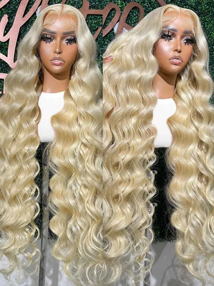 Syntetiska peruker 30 40 tum 613 honung blond färg wig13x4 13x6 hd transparent spets front peruker för kvinnor kroppsvåg frontal stängning mänskligt hår peruk 240328 240327