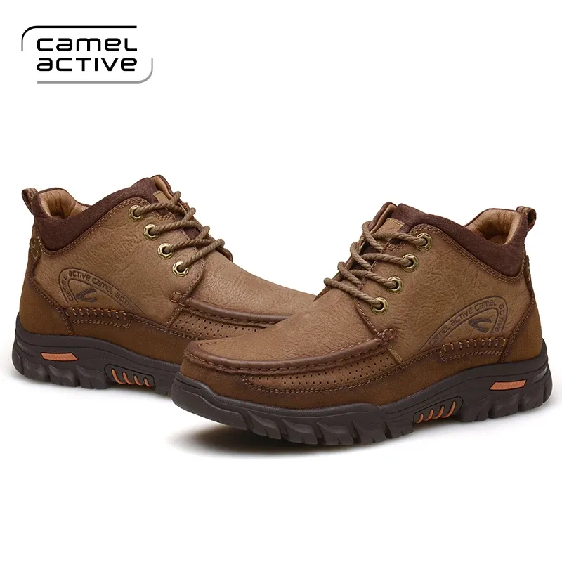 Sapatos camel ativo novo tênis de inverno Sapatos de couro genuíno botas de caminhada respirável de couro genuíno