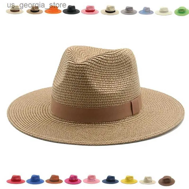 Wide Brim Hats Bucket Hats Womens bucket hat sun hat ribbon band mens hat Str summer Panama formal outdoor party picnic bucket hat Sombreros de Mujer hat Y240319