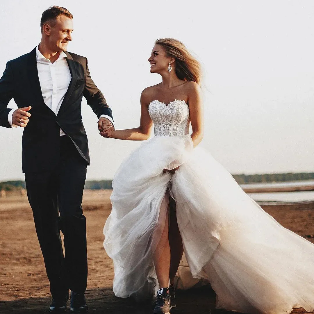 white christmas dresses Long White Halter Wedding Gown with Sheer Corset Waist Off White / 8 main image 1