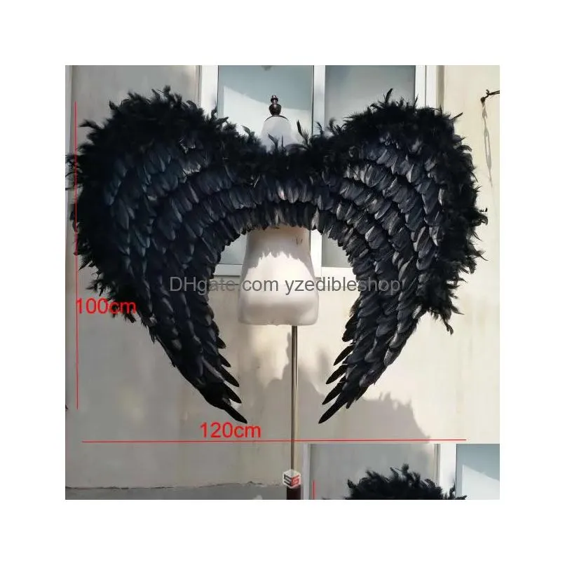 Decorazione del partito Costumed Alta qualità Unico Black Angel Wings Cosplay Stage Show Shooting Display Props Fairy Ems Drop Delivery H Dhdqp