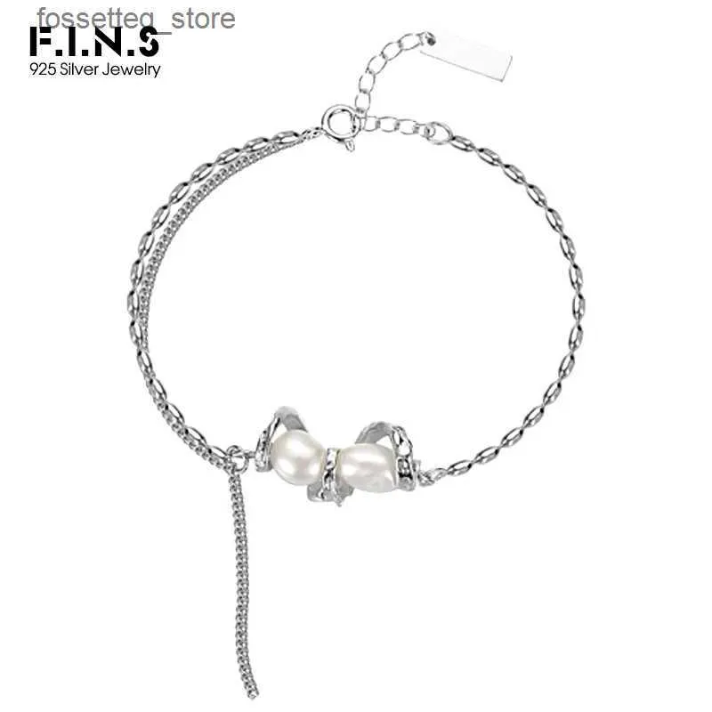 Charmarmband F.I.N.S Original S925 Sterling Silver Oregelbundet sötvatten Pearl Hand Fashion Fine Jewelry Prevent Allergi Tillbehör L240320