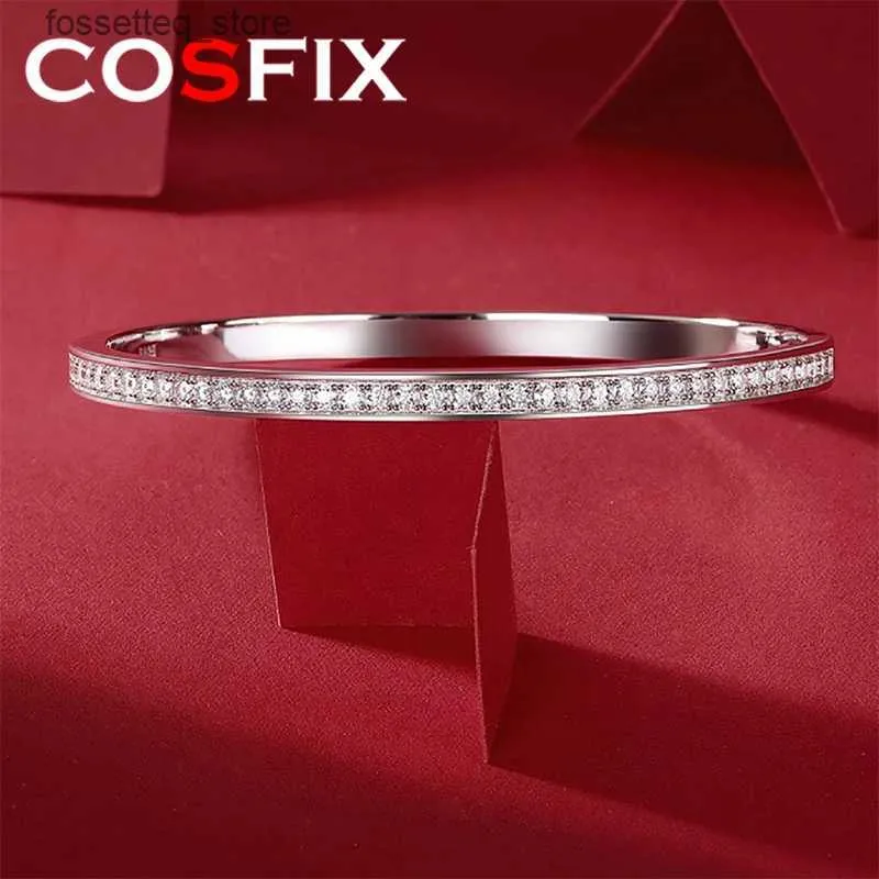 Charme pulseiras cosfix real d cor 2mm moissanite completa para mulheres s925 placa de prata esterlina pt950 jóias finas presente atacado l240319