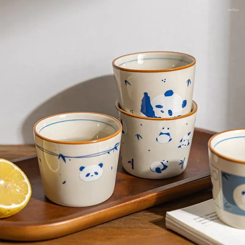 Tumblers 200 ml Cartoon Lovely Panda Pattern Ceramic Tea Cup Portable Japanese Tasting Birthday Party Gift 1st