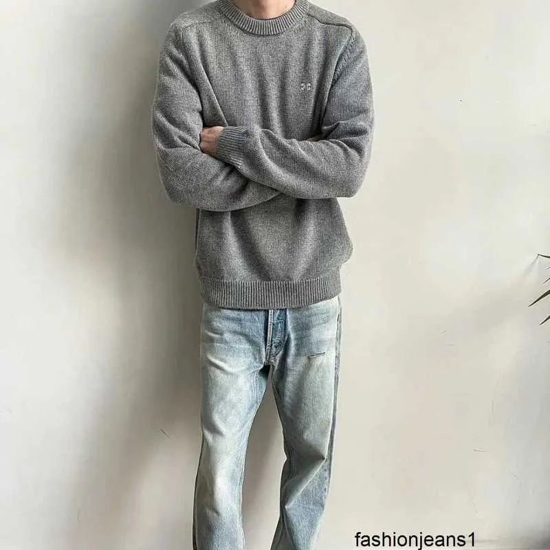 Designer Version correcte du logo CE famille automne et hiver brodé pull à col rond pour hommes et femmes, tendance en tricot lâche polyvalent et paresseux QK0B