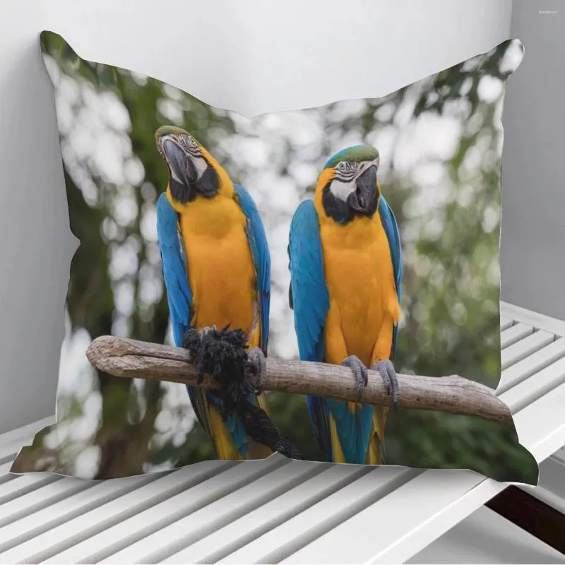 Poduszka ara ararauna papugowa poduszki okładka na sofie wystrój domu 45 45 cm 40 40 cm Podarunek poduszka cojines upuść