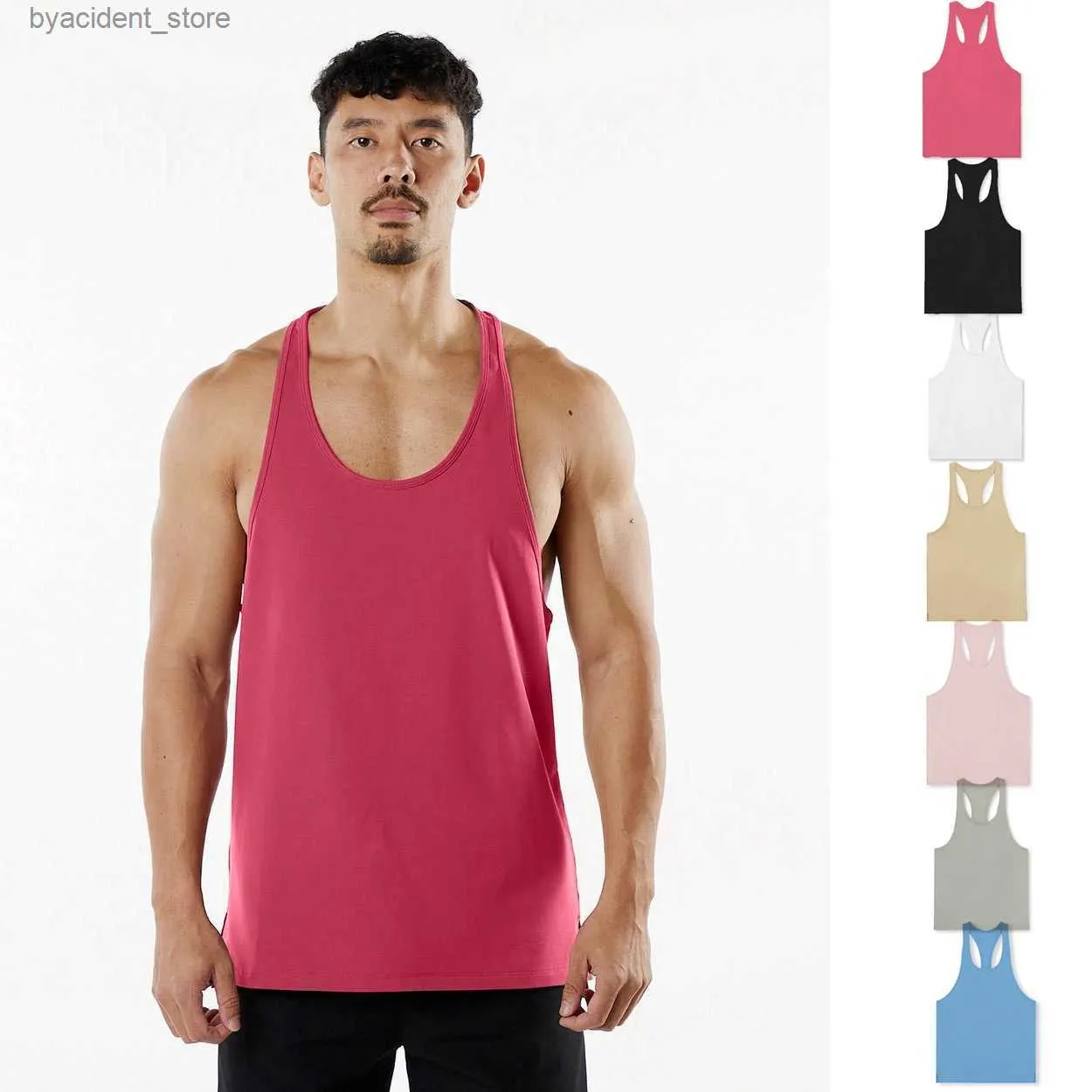 Herrtankstoppar herrar bomulls väst kroppsbyggande gym tank tops fitness lös andas o-hals casual löpande ärmlösa skjortor basketväst l240319