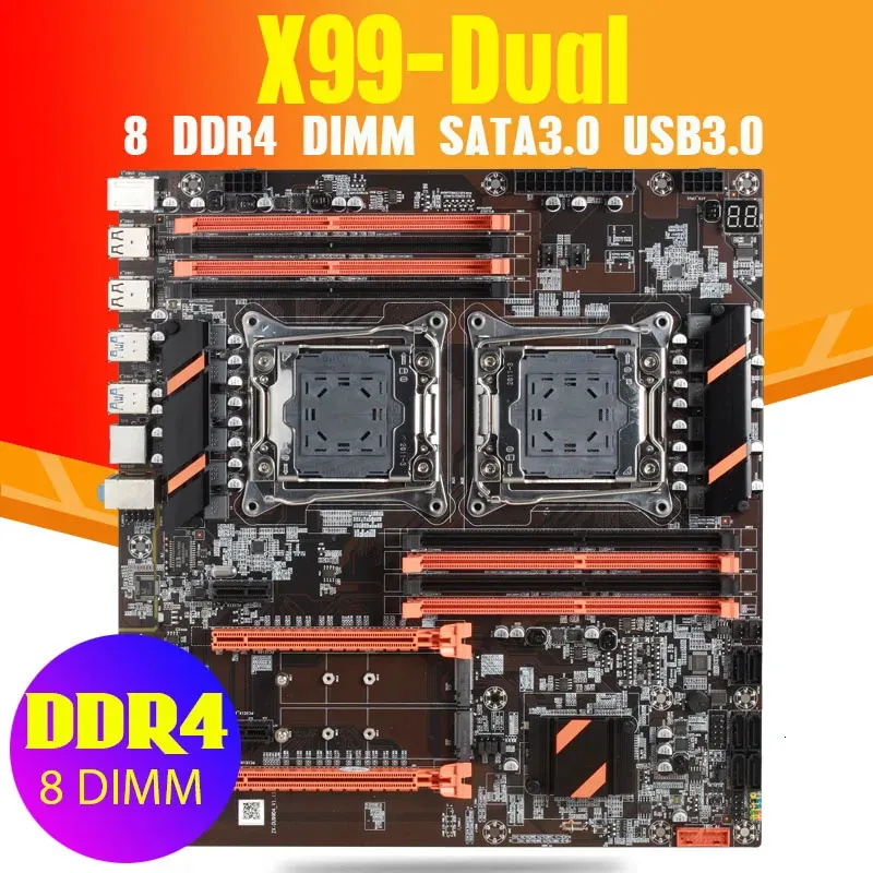 Atermiter x99 placa-mãe dupla cpu lga 2011 v3 E-ATX usb3.0 sata3 com processador duplo xeon com slot m.2 duplo 8 dimm ddr4 2011-3 240314