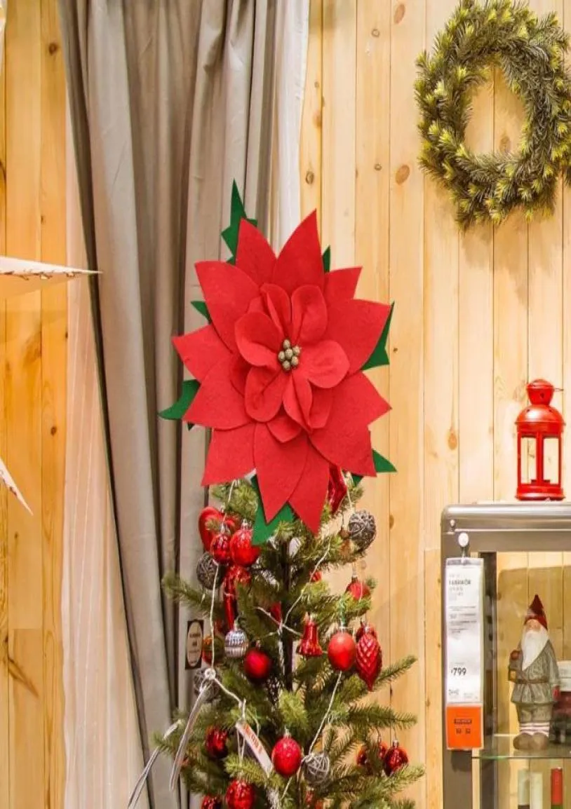 Julgran hänge band stor julprydnad simulering blomma diy xmas stor röd blomma på trädet topper 2020 navidad13165403