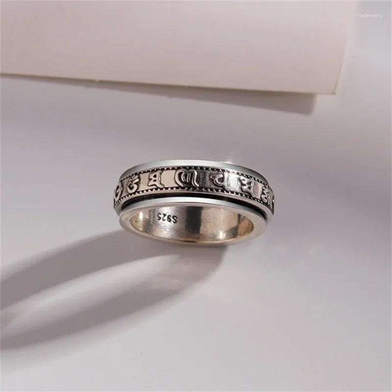 Cluster Ringen Trendy Mannelijke Retro Ring Mannen Open Maat Sieraden Vriendje Wijsvinger Boeddhistische Schrift Gebed Blessin Accessoires