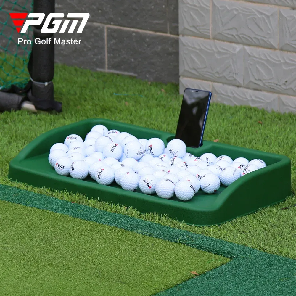 Aids PGM Golf Ball Service Box Golf Training Aids 100 Balls Soft Rubber Pitching Storage Container with Cellphone Video Holder QK005