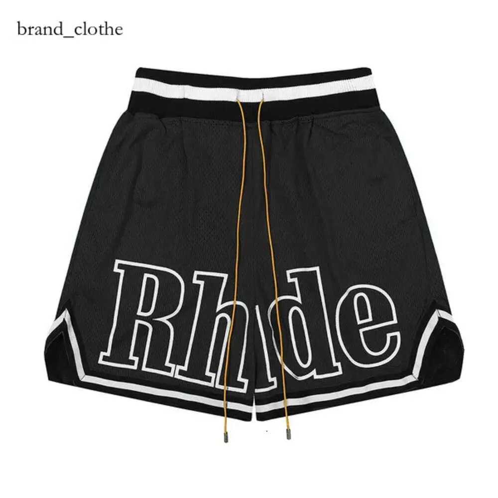 RHUDE Mannen Ademende Strandshorts Heren Dames Casual Mesh Track Ademend Oversize Rhude Shorts Taille Trekkoord Shorts Gratis Verzending voor Zwart-wit Shorts 7716