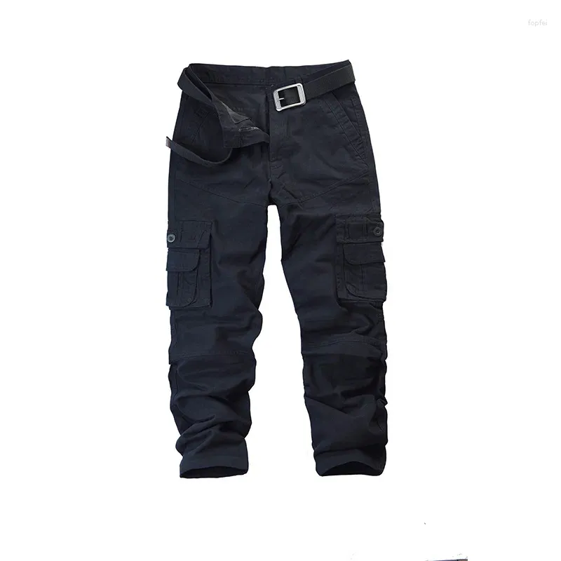 Calças masculinas Workwear de bolso tridimensional para homens com vários bolsos ao ar livre longo