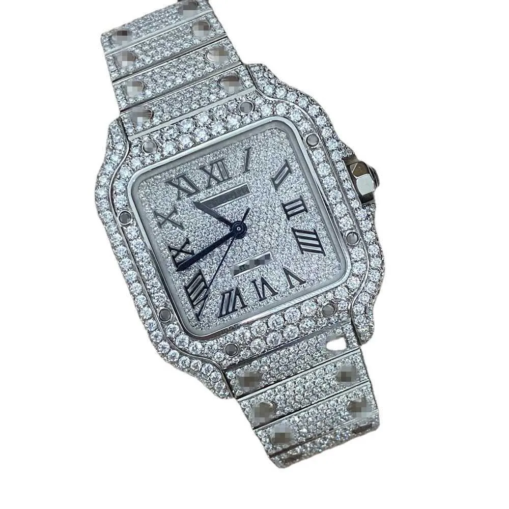 Lyxurklockor för herrmekaniska gör antomatisk rörelse Stainlwatchess Steel Full Ice Out Moissanite Top Brand Swiss Designers Wristwatch