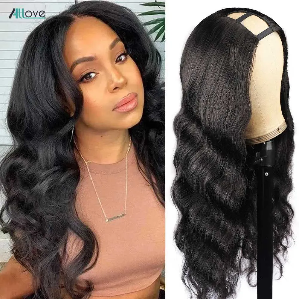 Synthetic Wigs Allove U V Part Wig Human Hair 30 Inch Glueless Body Wave U Shape Wig Full Machine Made Wig Brazilian Human Hair Wigs For Women 240329