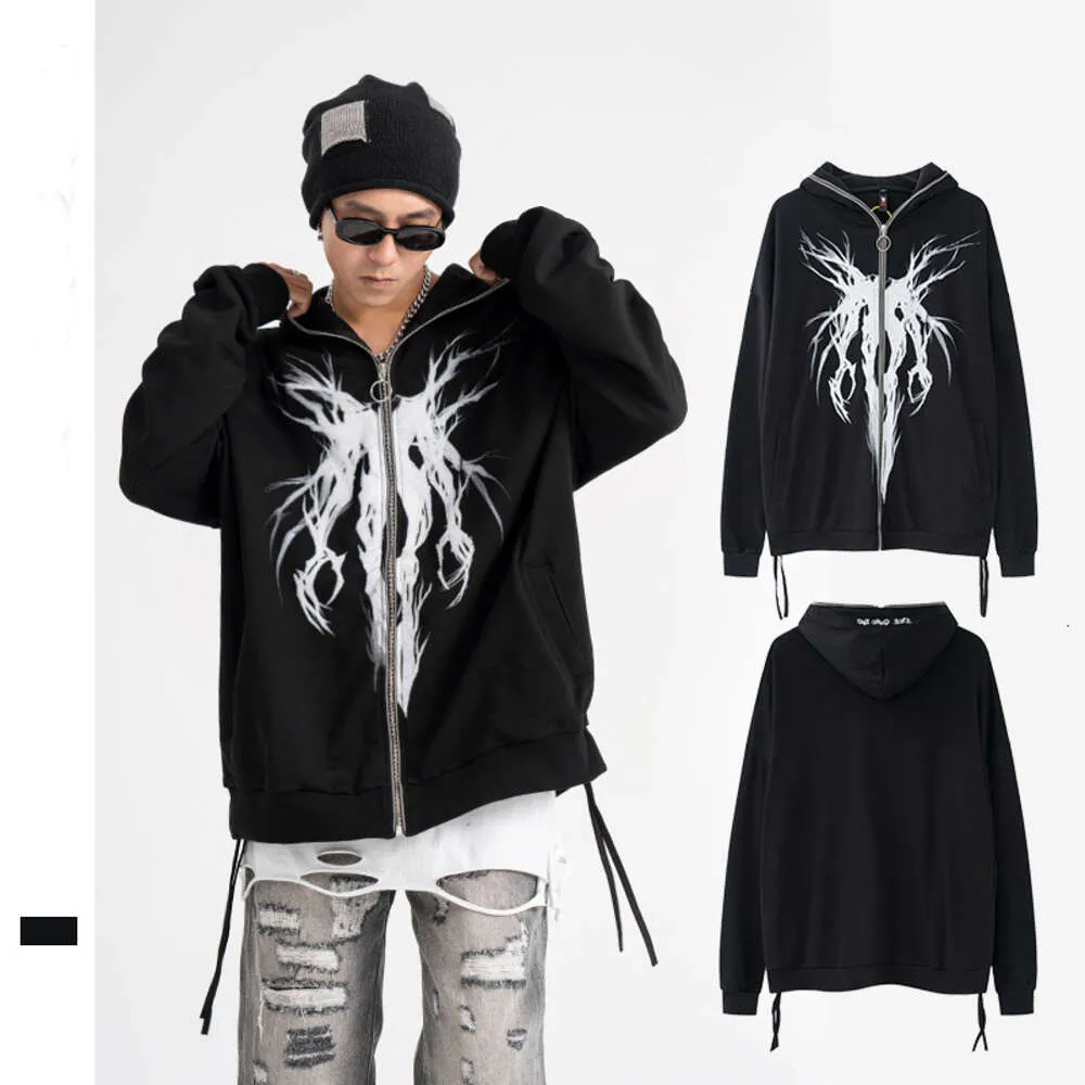 Designer hoodie för kvinnor och män trend varumärke hoodie high street mörk hip-hop metall dragkedja hooded tunn jacka trendig tshirt