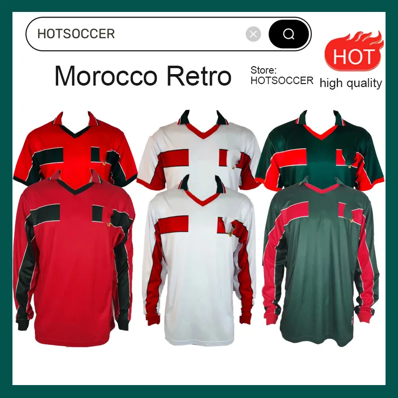 Marockansk fotbollsskjorta Ziyech Adli Ez Abde Aguerd Ougahi Amrabat Hadda Uniform Retro 1994 1998 Long Sleeved