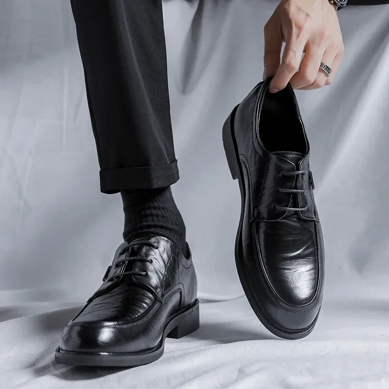 Chaussures Chaussures officielles pour hommes Vérihain Cuir Fashion Black Robe Chaussures Mens Italien Style Business Office Marrie Chaussures Oxford Chaussures