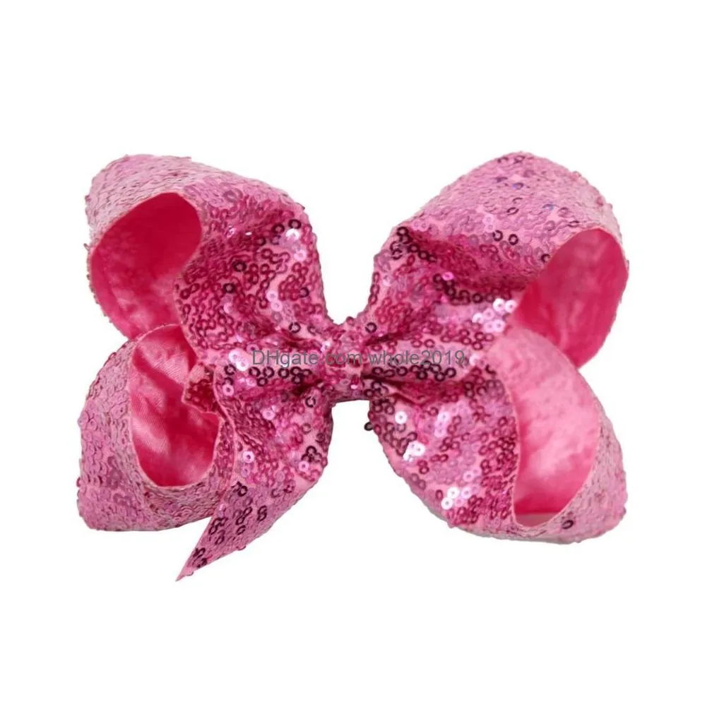 Barrettes à cheveux Barrettes 30pièces Bling Sparkly Paillettes Alligator Bow Bébé Filles Mélanger Couleur Solide Ruban Bows Clip Accessoires 15 Couleurs Dhl2F