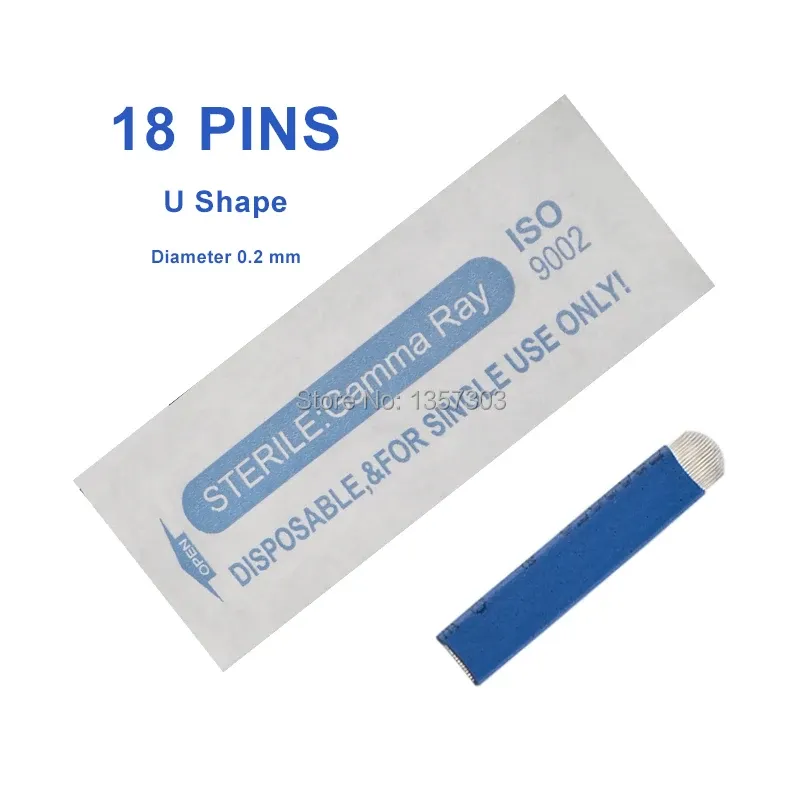 Nadeln 100 PCS 18 Pin U Form Tattoo Nadeln Permanent Make-Up Augenbraue Stickerei Klinge Für 3D Microblading Manuelle Tattoo Stift