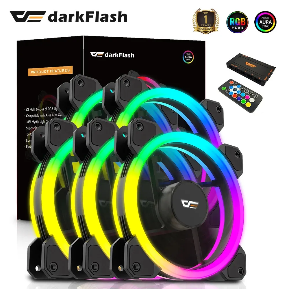 Darkflash DR11 RGB PC Case Fans Kits 6 PIN Double Ring Argb التبريد لجهاز الكمبيوتر المكتبي 240314