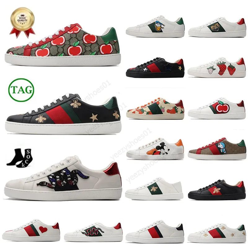 Haute Qualité Designer Casual Chaussures Bee Ace Baskets Bas Top Hommes Femmes Chaussures Baskets De Mode Scellé Tigre Rouge Vert Rayures Marche Sneaker Taille EUR35-46