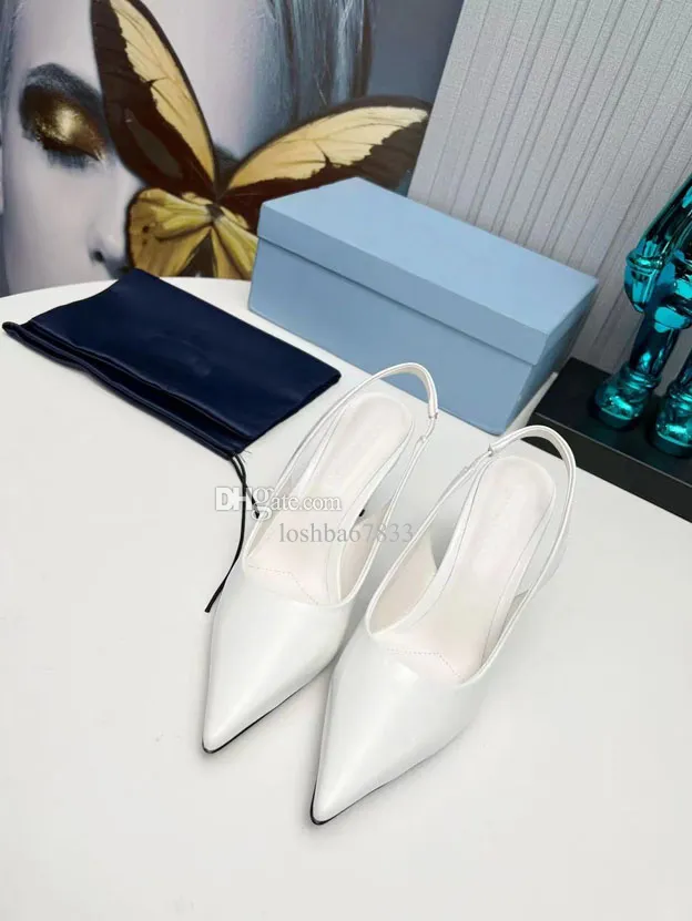 Spring/Summer Fashion Women's High Heel Sandals Pointed Open Heel Shoes Formal Dress Height 8.5cm Leather Bottom Frame 35-42