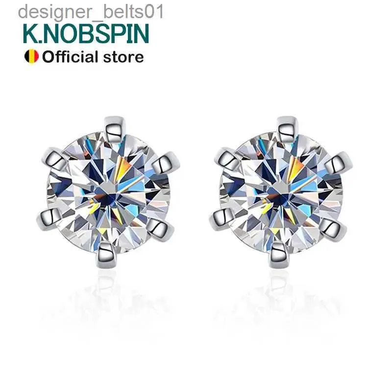 Stud KNOBSPIN 1ct Moissanite Oorbellen voor Vrouwen Bruiloft Fijne Sieraden met GRA s925 Sterling Verzilverd 18k Wit Goud Stud EarringC24319