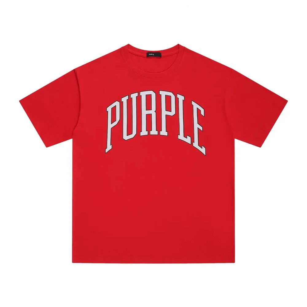 2024年春/夏新しい大きな赤い文字紫色のプリント基本的なメンズとレディース大きな半袖TシャツEE01