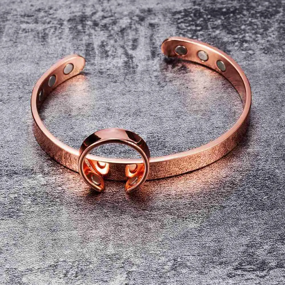 Bangle Vinterly Magnetic Jewelry Set Woman Healing Energy Pure Copper Cuff Justerbar Ring Armband Set Wedding Jewelry Set for Women 240319