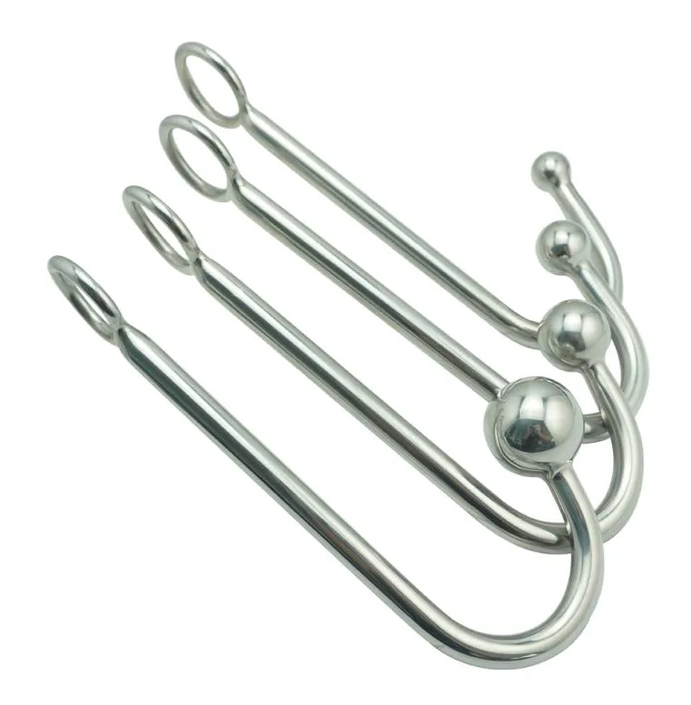 Yeni Paslanmaz Çelik Metal Anal Hook, Top Delek Tapası Dilatör Prostat Masaj Masajı SM Bondaj Seks Oyuncak Erkek Y1907132944743