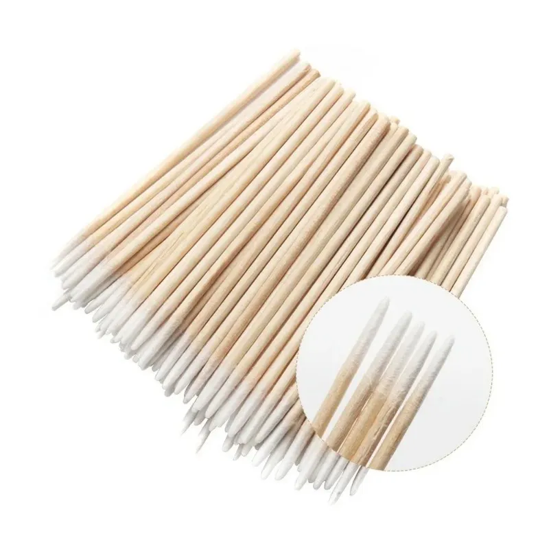 Coton-tige jetable Ultra-petit, 100 pièces, Micro brosses non pelucheuses, coton-tige en bois, Extension de cils, outils de maquillage pour femmes