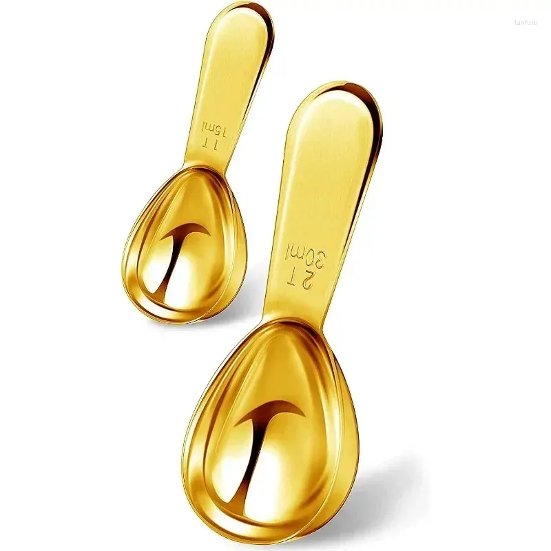 Measuring Tools Coffee Scoop Gold Stainless Steel Spoon For Ground Tea Sugar Flour Liquid Canister