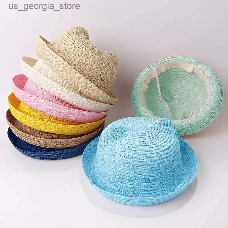 Cappelli a tesa larga Cappelli a secchiello Abbigliamento per bambini Orecchie di gatto (pane a forma di orecchio di gatto al vapore) cappello estivo per bambini con fiocco cappello da sole per uomo e donna cappello da sole a cupola cappello da sole da spiaggia Y240319