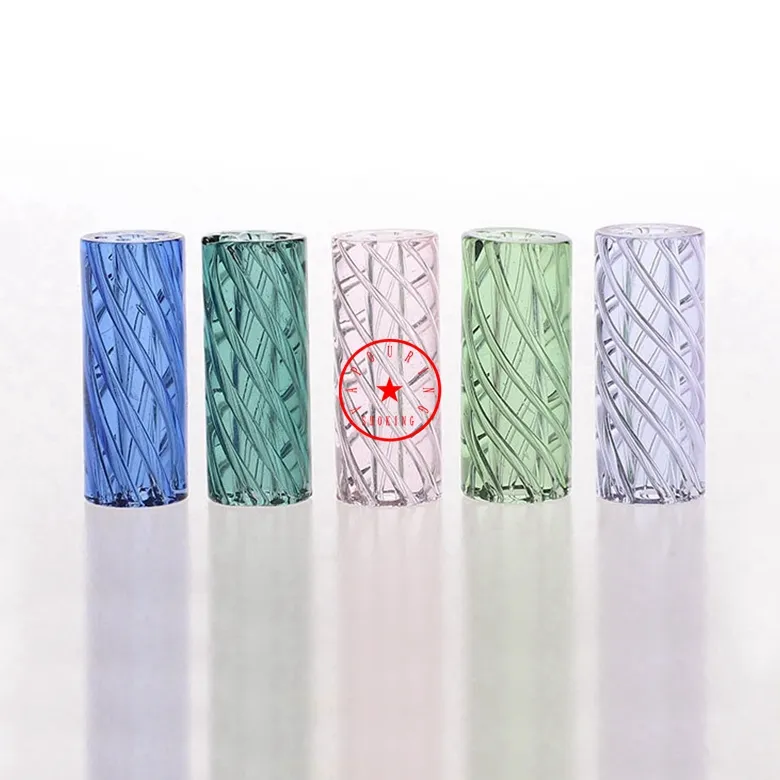 Mini Colorful Pyrex Thick Glass Pipes Herb Tobacco Filter Handpipes Preroll Rolling Cigarette Holder Tips Smoking Catcher Taster Bat One Hitter Hand Tube DHL