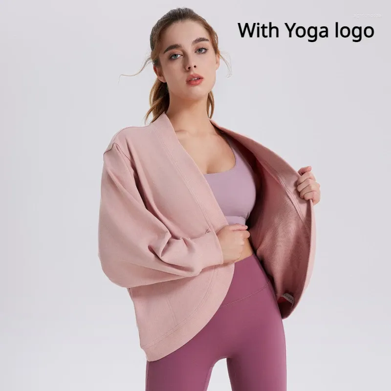 Active Shirts Sports Cardigan Women DOLMAN SLEEVE Cover Up Autumn Fitness Long Sleeved Running Slimming Windproof Cotton Top Yoga Gym