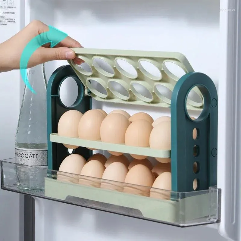 Förvaringsflaskor ägglåda roterande kylskåp rack utrymme spara köksarrangör