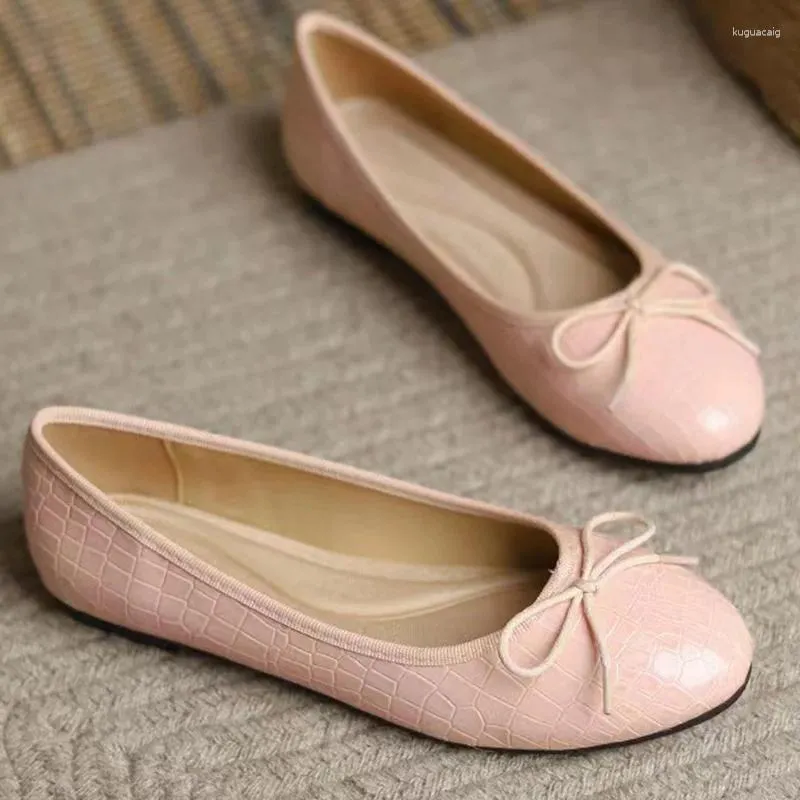 Kleid Schuhe 2024 Frühling Frauen Ballett Luxus Mode Flache Schuh Bogen Knoten Runde Zehe Flacher Slip Auf Damen Ballerinas Mary Jane