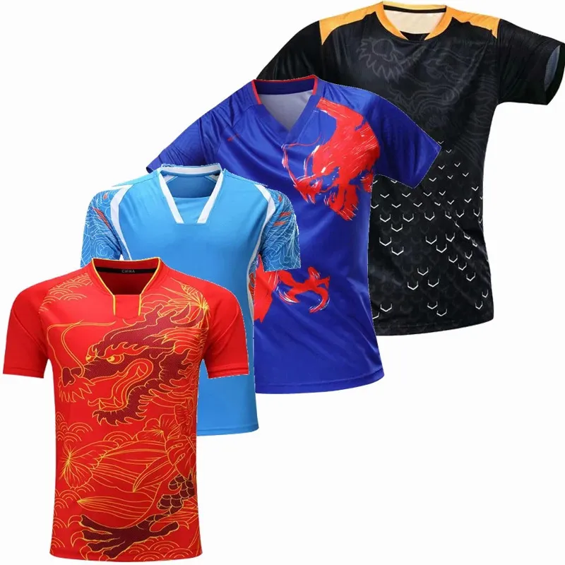 프로 테니스 셔츠 남성/여성 배드민턴 셔츠 탁자 테니스 중국 용 T 셔츠 유니폼 스포츠 달리기 셔츠 240306