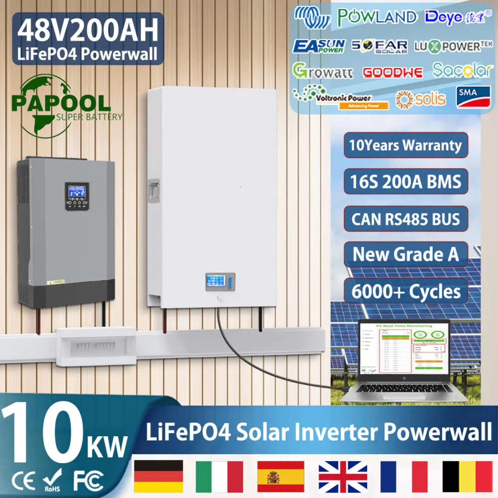 48V Powerwall 100AH ​​200AH LIFEPO4 Pil 6000+ Döngü Rs485 16S BMS 51.2V 5KW 10kW PV Güneş KAPALI/ON GRID 10 YIARS GARANTİ