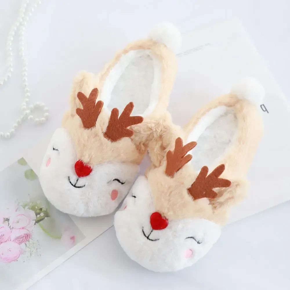 Boots Dropshipping Millffy Winter Slippers Plush Woman Reindeer Slippers Christmas Moose Indoor Home Shoes Ladies Animal Shoes