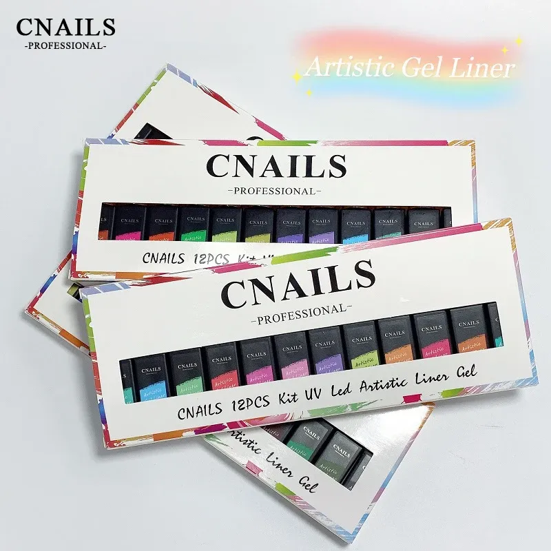 Kits Cnails Nail Art Line Polish Gel Artistic Painting Liner Gel 12pcs/box Nail Art Soak Off Uv Drawing Nail Poilsh Glow Gel Liner