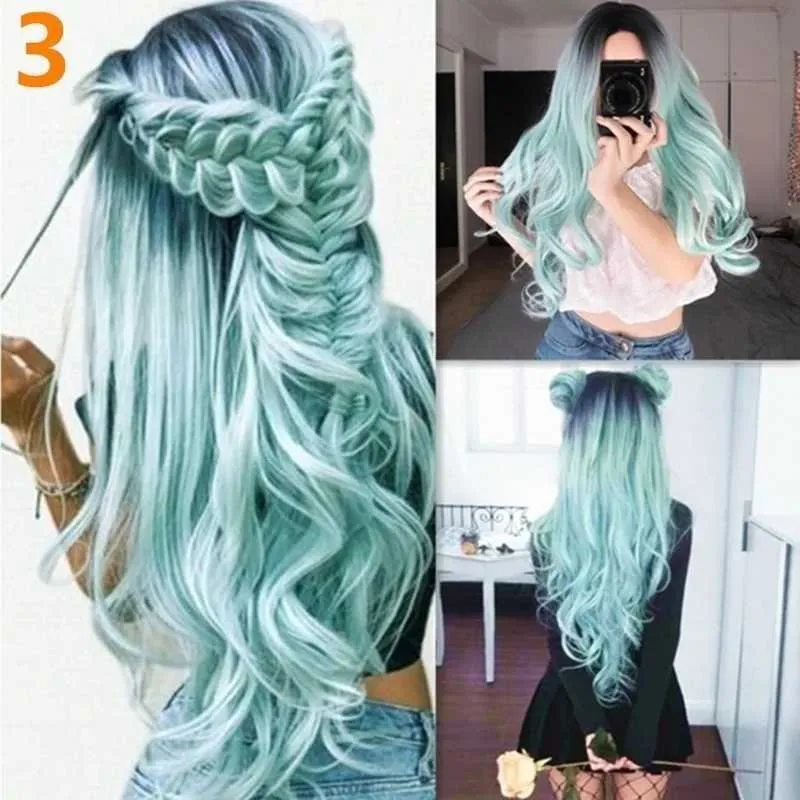 Perucas sintéticas cosplay perucas longas ombre auburn raízes escuras ondulado encaracolado resistente ao calor perucas sintéticas com franja natural cabelo em camadas de alta densidade para cosplay p 240329