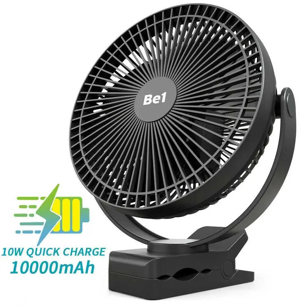 Ventiladores eléctricos 10000mAh 8-CAL Clip de alimentación de batería para ventilador USB Ventilador de circulación de aire portátil para Outd Camping Tienda de playa o automóvil 240319