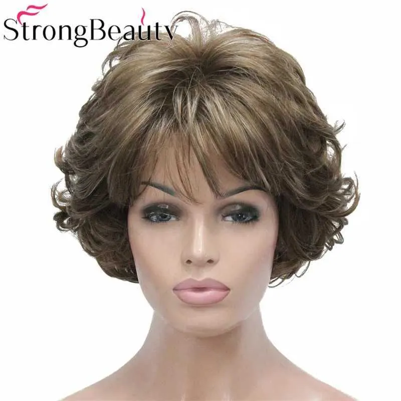 Synthetic Wigs StrongBeauty Short Curly Synthetic Wigs Heat Resistant Capless Hair Women Wig 240328 240327