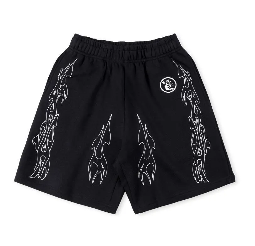 Hell Star shorts masculino shorts designer calções de banho de alta qualidade Hellstar clássico chama carta impressa tecidos terry de rua para homens e mulheres em leis de verão UPSK